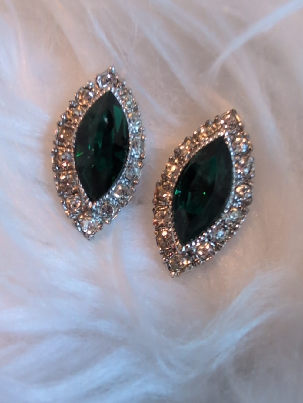 Emerald Marquise Halo Stud Earrings - Women Jewelry